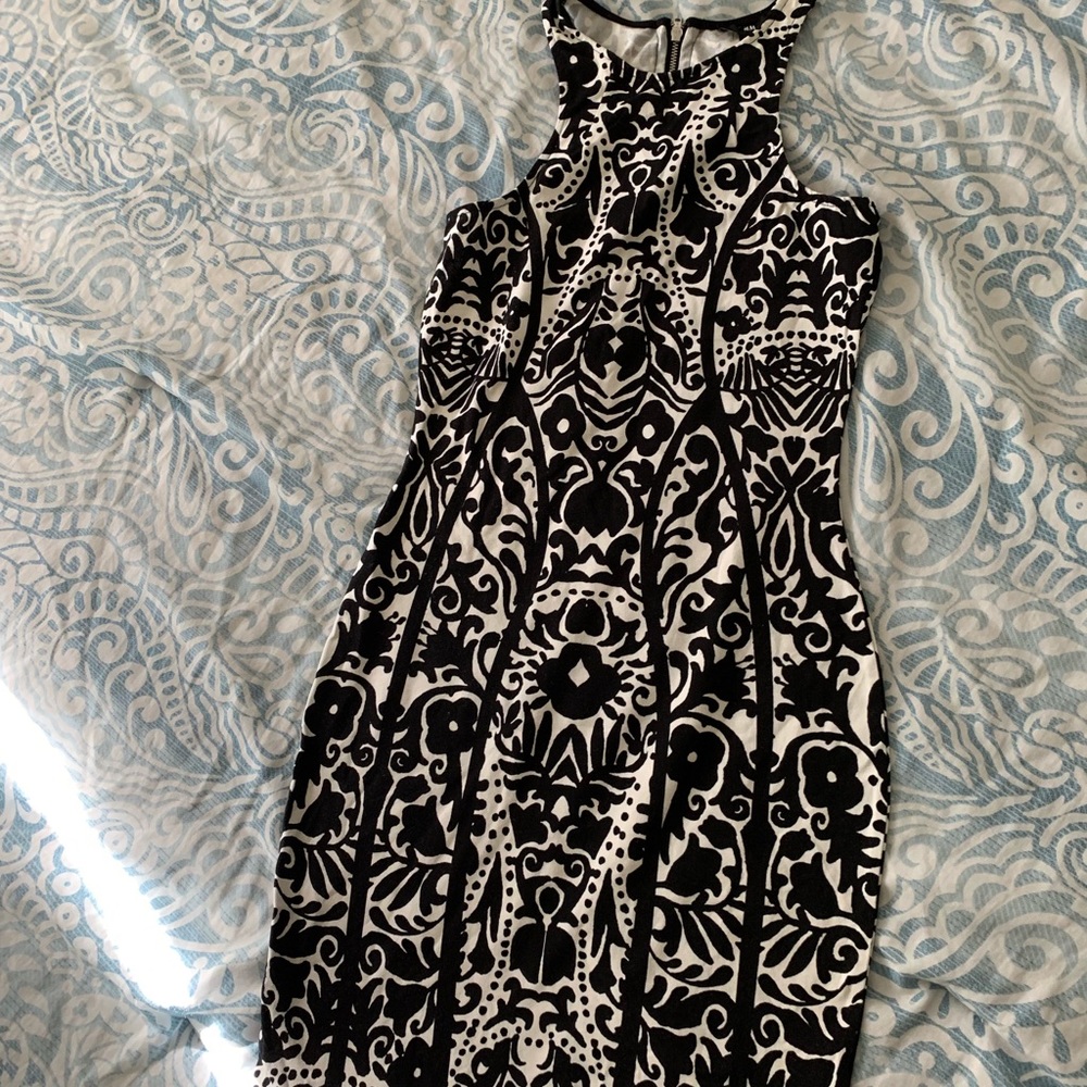 H&M dress black and white ink print mini dress